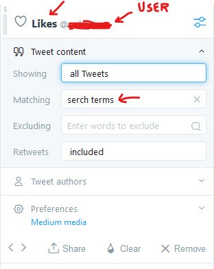 How to search Twitter likes